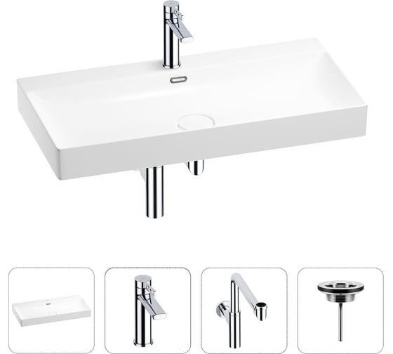 Изображение товара Раковина для ванной Wellsee Bromance в наборе 4 в 1 201003896