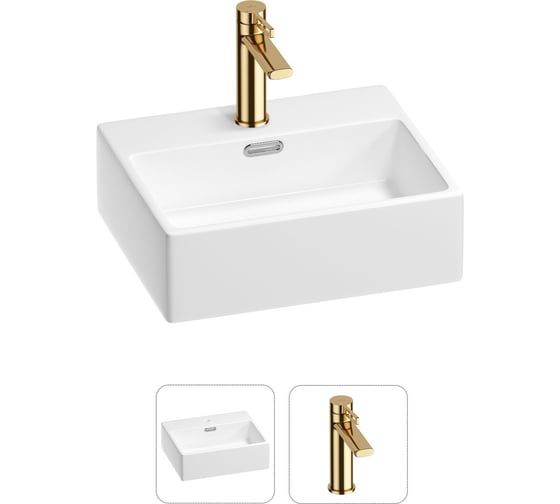 Изображение товара Раковина для ванной Wellsee Graceful Pro в наборе 2 в 1 201000773