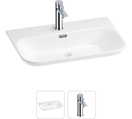 Изображение товара Раковина для ванной Wellsee Éclatant 2.0 в наборе 2 в 1 201000951