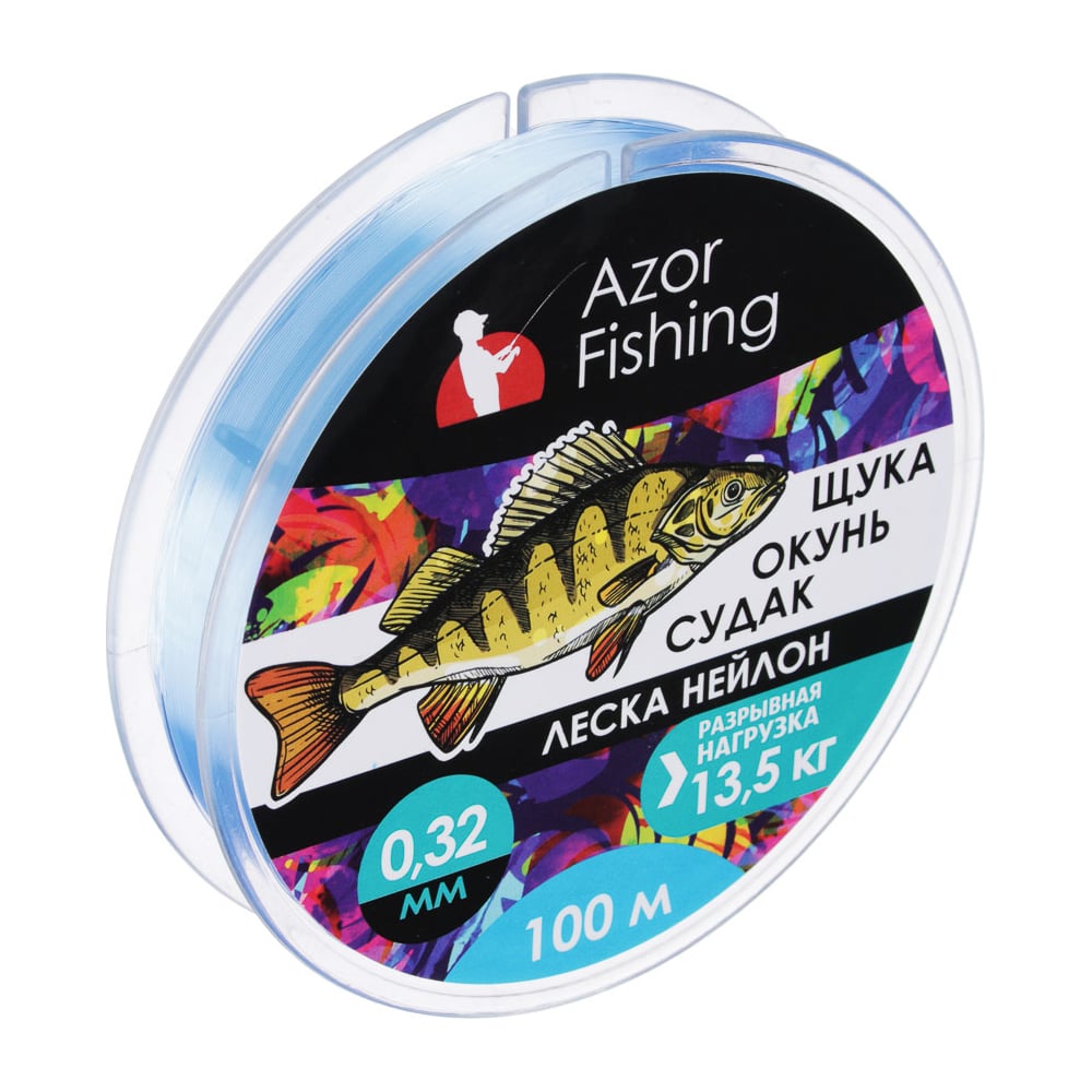 Изображение товара Леска AZOR FISHING Щука,Окунь, Судак, нейлон, 100м, 0.32мм, 13,5кг, светло-голубая 144-005