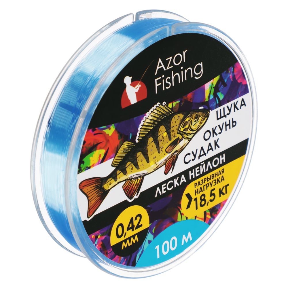 Изображение товара Леска AZOR FISHING Щука,Окунь, Судак, нейлон, 100м, 0.42мм, 18.5кг, светло-голубая 144-004
