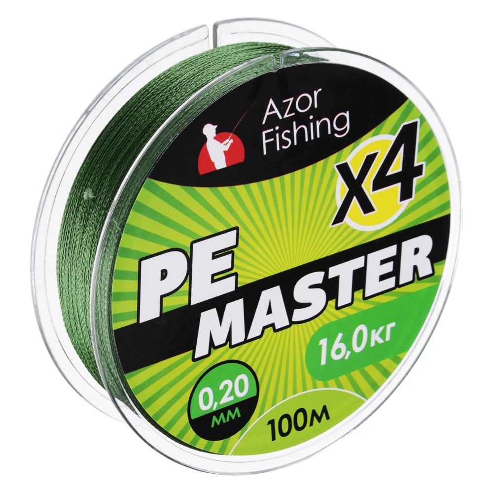 Изображение товара Плетеная леска AZOR FISHING PE Мастер 100м 0.20мм 16кг зеленая