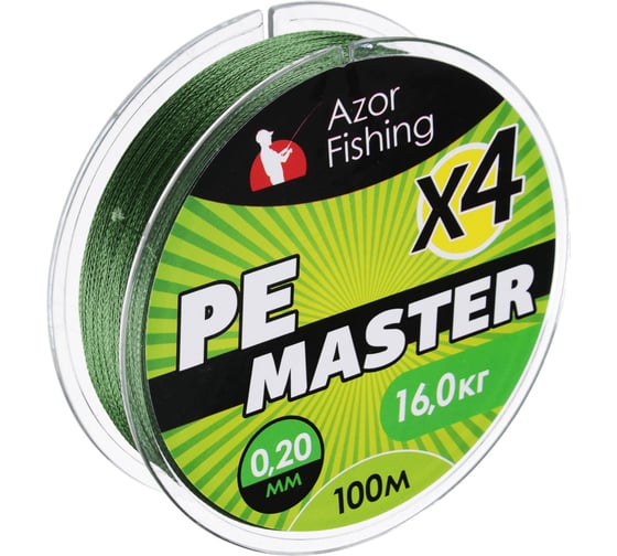 Изображение товара Плетеная леска AZOR FISHING , PE Мастер, 100м, 0.20мм, 16.0кг, зеленая 144-024