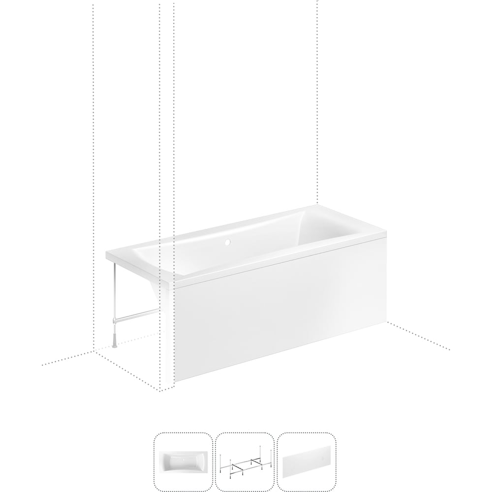 Изображение товара Акриловая ванна Lavinia Boho Evan 180x80 с каркасом и экраном, 3 в 1