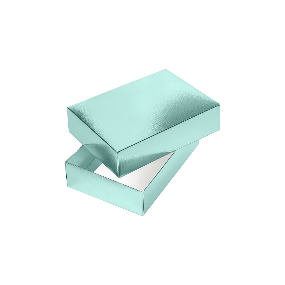 Изображение товара Сборная картонная коробка Hatber 250x180x65 мм, прямоугольник, METALLIC, мята 082195