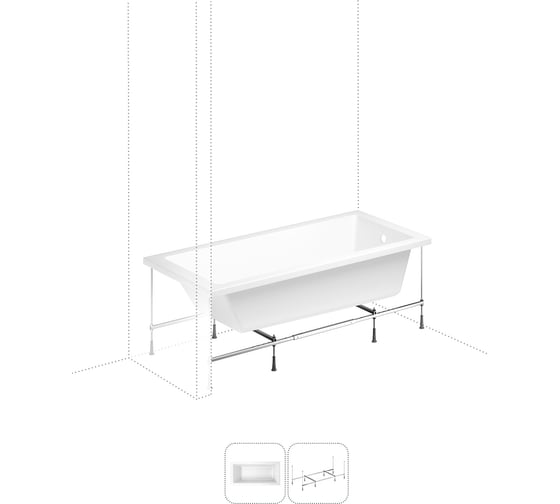 Изображение товара Акриловая ванна 160х80 с каркасом Lavinia Boho Catani  в наборе 2 в 1 S1-3712160R