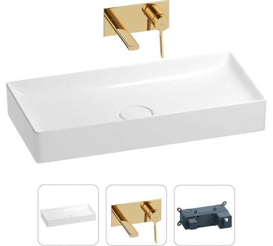 Изображение товара Раковина для ванной Wellsee Pure BY в наборе 2 в 1 201000753