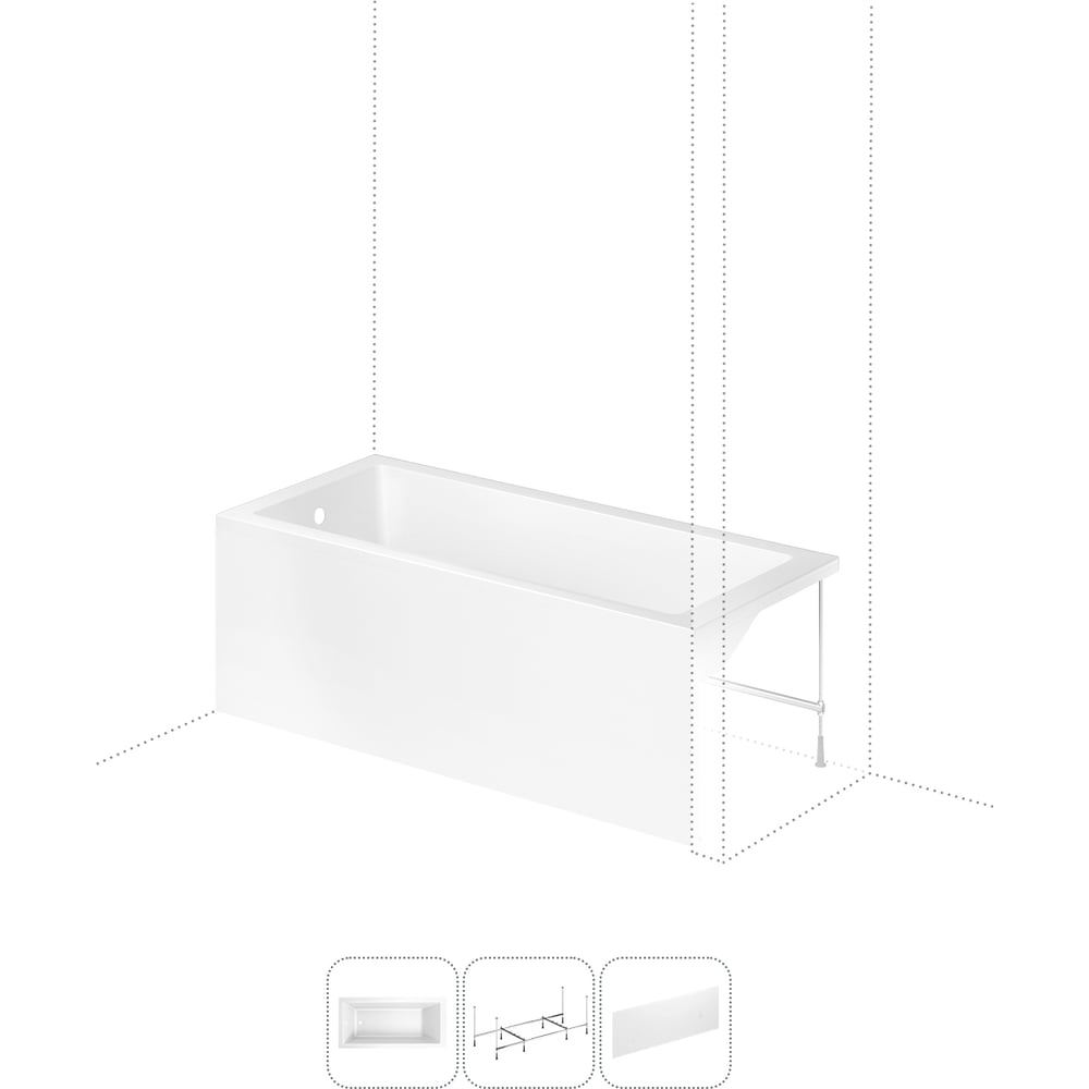 Изображение товара Акриловая ванна 160х80 с каркасом и экраном Lavinia Boho Catani 3 в 1