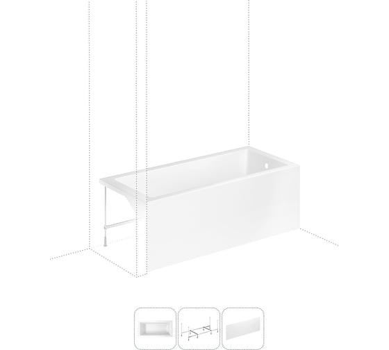 Изображение товара Акриловая ванна 160х80 с каркасом и экраном Lavinia Boho Catani в наборе 3 в 1 S2-3712160R
