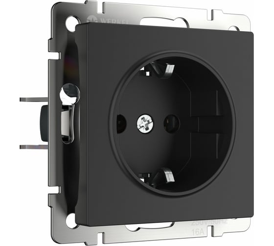 Изображение товара Розетка с заземлением, безвинтовой зажим WERKEL W1171308 черный матовый a051618