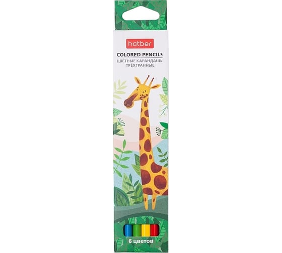 Изображение товара Цветные карандаши Hatber трехгранный корпус, 6 цв., COLORA 063836