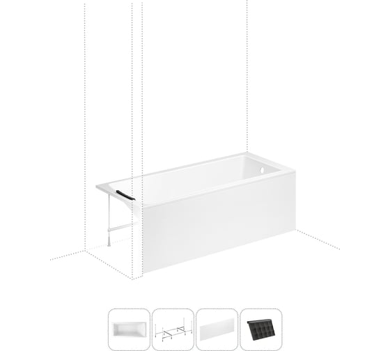 Изображение товара Акриловая ванна 170х70 Lavinia Boho One в наборе 4 в 1 S2-3701007P