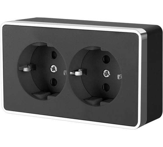 Изображение товара Двойная розетка с заземлением Werkel W5072135 Gallant черный хром a050977