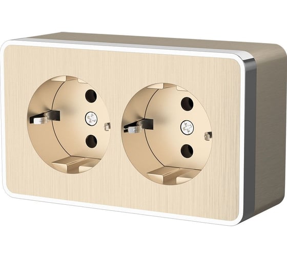 Изображение товара Двойная розетка с заземлением WERKEL W5072110 Gallant (шампань рифленый) a051037
