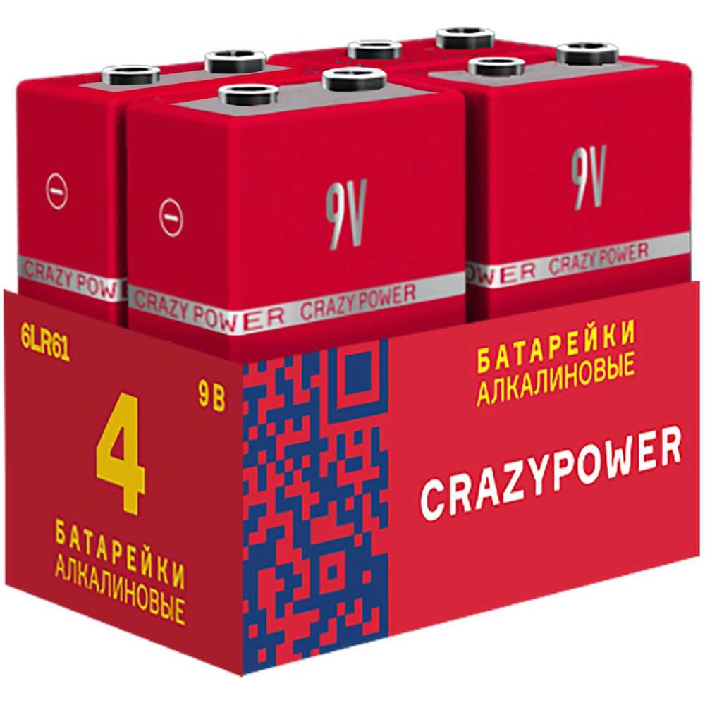 Изображение товара Батарейка CRAZYPEPOWER 6LR61 Крона 9V (упаковка 4 шт)