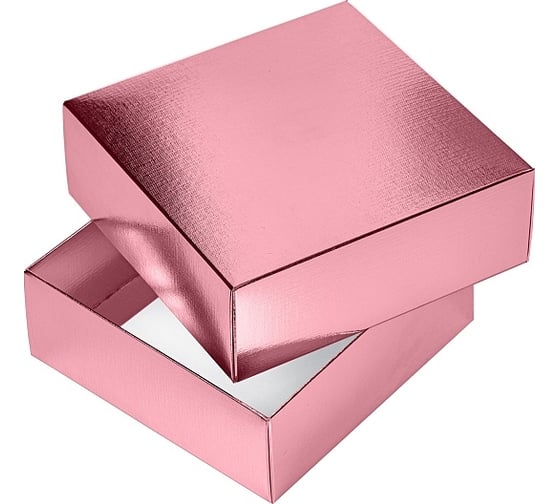 Изображение товара Сборная картонная коробка Hatber 180x180x65 мм, квадрат, METALLIC, розовая 20шт. в упаковке 082229