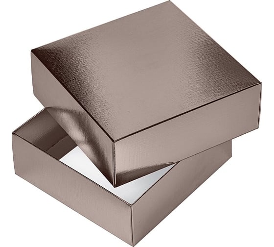 Изображение товара Сборная картонная коробка Hatber 180x180x65 мм, квадрат, METALLIC, коричневая 20шт. в упаковке 082232