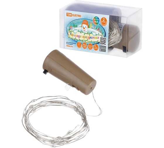 Изображение товара Гирлянда-пробка для бутылки TDM ELECTRIC "Роса20" 20LED, 2м, RGB, 3хAG13/LR44, SQ0361-0100