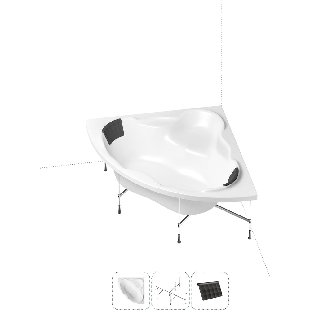 Изображение товара Акриловая угловая ванна Lavinia Boho Elegant 150x150 с каркасом и стеклянной шторкой