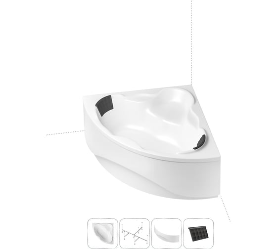 Изображение товара Угловая акриловая ванна 150 х 150 с каркасом и экраном Lavinia Boho Elegantв наборе 4 в 1 S2-3705015P