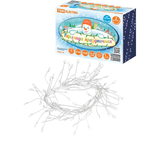 Изображение товара Светодиодная гирлянда TDM ELECTRIC "Самоцветы" 100LED, 2 м, синий, USB, IP20, SQ0361-0201