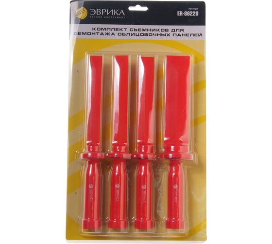 Изображение товара Набор съемников для демонтажа облицовочных панелей с рукояткой, 4 шт. Эврика ER-86220 993061