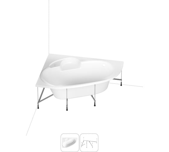 Изображение товара Угловая акриловая ванна 150 х 100 с каркасом Lavinia Boho Bell Pro в наборе 2 в 1 S1-3702150L