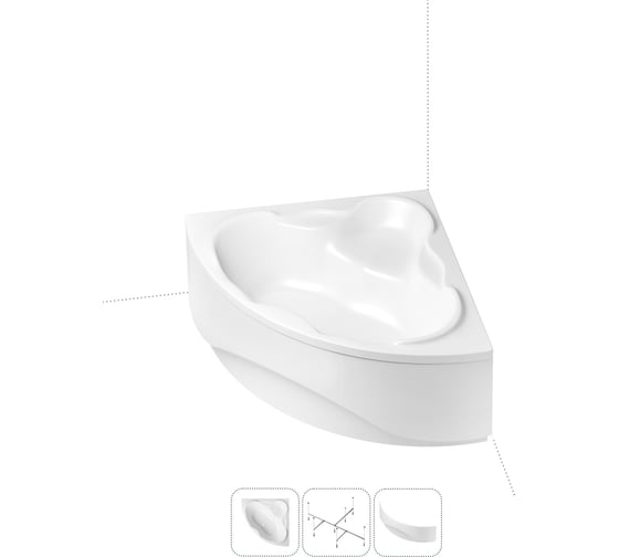 Изображение товара Угловая акриловая ванна 140 х 140 Lavinia Boho Elegant в наборе 3 в 1 S2-37050140