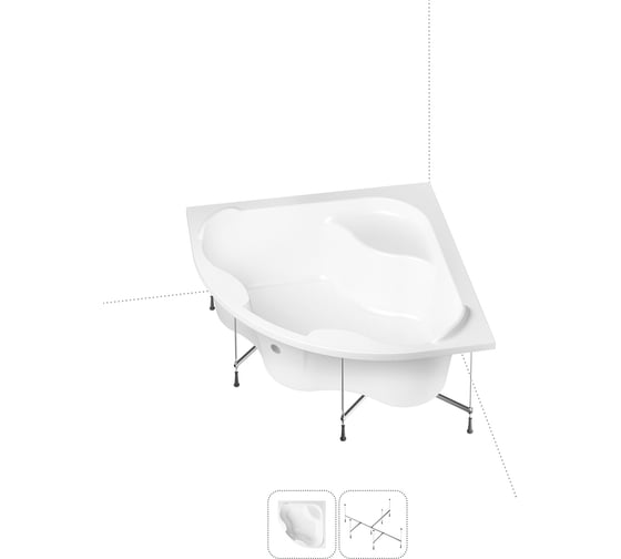 Изображение товара Угловая акриловая ванна 140 х 140 с каркасом Lavinia Boho Aveo в наборе 2 в 1 S1-37040140