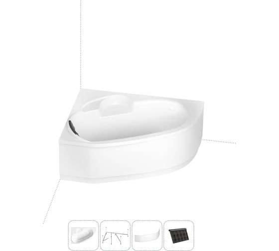 Изображение товара Угловая акриловая ванна 150 х 100 с каркасом и экраном Lavinia Boho Bell Pro в наборе 4 в 1 S2-370215PL