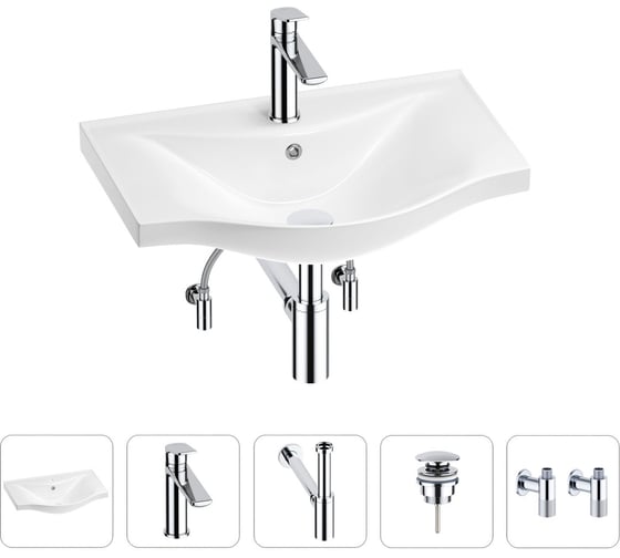 Изображение товара Раковина для ванной, в наборе 5 в 1 Wellsee Bisou 201005176