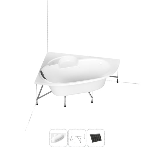 Изображение товара Угловая акриловая ванна 140 х 95 с каркасом Lavinia Boho Bell Pro в наборе 3 в 1 S1-370214PL