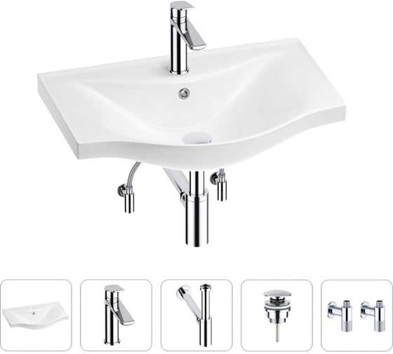 Изображение товара Раковина для ванной, в наборе 5 в 1 Wellsee Bisou 201005226