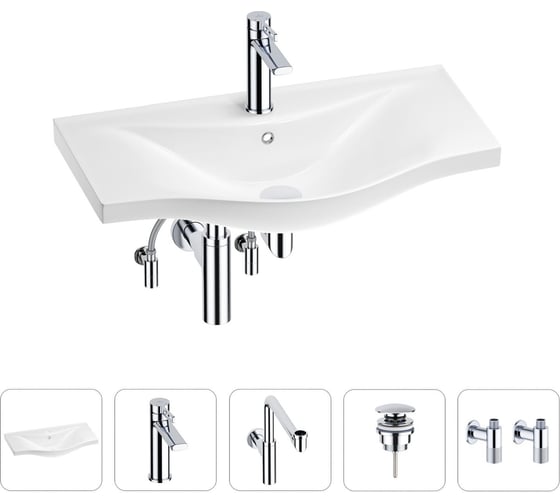 Изображение товара Раковина для ванной, в наборе 5 в 1 Wellsee Bisou 201005321