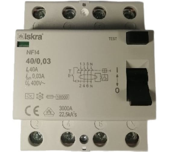 Изображение товара УЗО iskra устройство защитного отключения NFI4-40/0,03 УТ-00025042