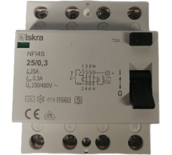 Изображение товара УЗО iskra устройство защитного отключения NFI4S-25/0,3 УТ-00025126