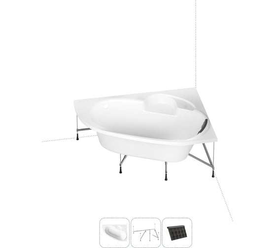 Изображение товара Угловая акриловая ванна 160 х 105 с каркасом Lavinia Boho Bell Pro в наборе 3 в 1 S1-370216PR