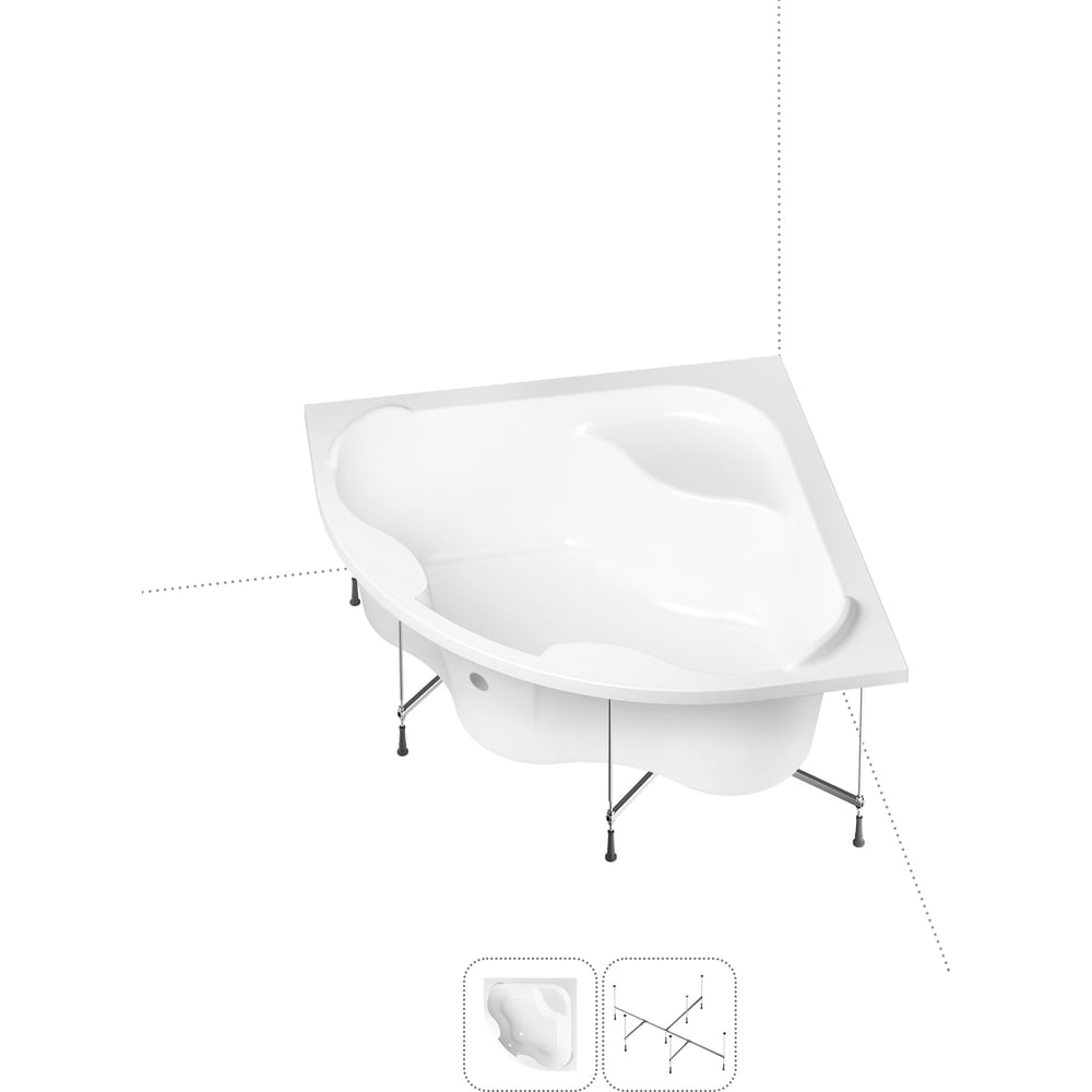 Изображение товара Угловая акриловая ванна Lavinia Boho Aveo 150x150 с каркасом