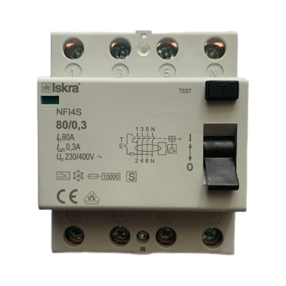 Изображение товара Устройство защитного отключения iskra NFI4S-80/0,3 модульный автомат 80А для щитов