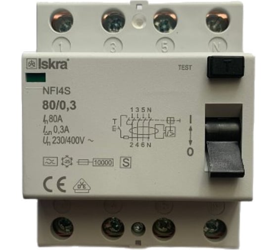 Изображение товара УЗО iskra устройство защитного отключения NFI4S-80/0,3 УТ-00025135