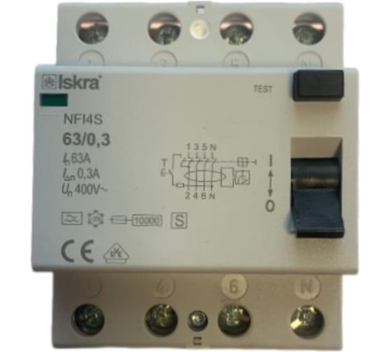 Изображение товара УЗО iskra устройство защитного отключения NFI4S-63/0,3 УТ-00025132