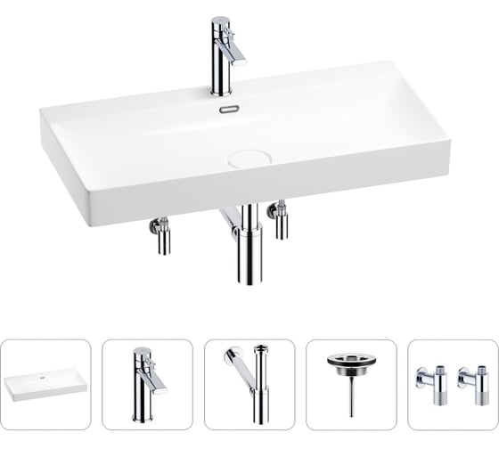 Изображение товара Раковина для ванной Wellsee Bromance в наборе 5 в 1 201005531