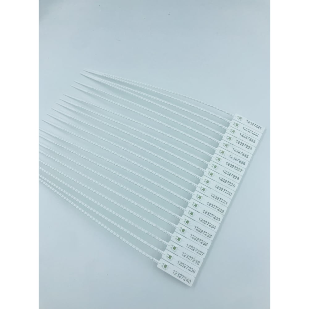 Изображение товара Пластиковая номерная пломба ООО Пломба.Ру D 3,4 мм L 210 мм белая 1000 шт КПП-1-2203