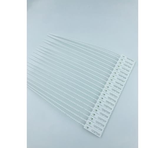 Изображение товара Пластиковая номерная пломба ООО Пломба.Ру D 3,4 мм, L 210 мм, Белый 1000 шт. КПП-1-2203 619349