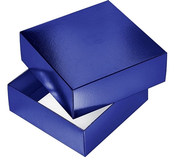 Изображение товара Сборная картонная коробка Hatber 180x180x65 мм, квадрат, METALLIC, синяя 20шт. в упаковке 082233