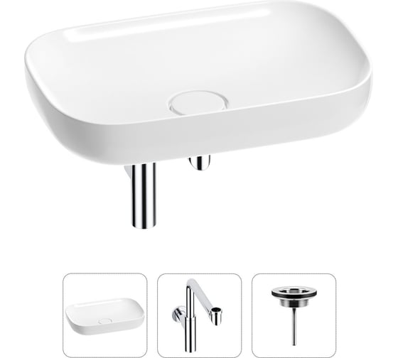 Изображение товара Раковина для ванной Wellsee Croquis в наборе 3 в 1 201001021