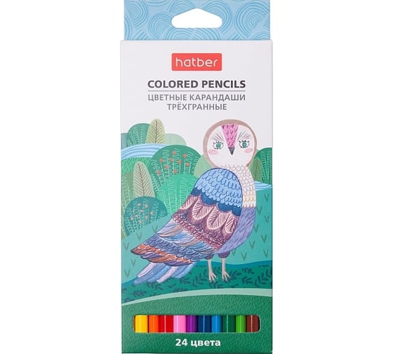Изображение товара Цветные карандаши Hatber трехгранный корпус, 24 цв., COLORA 063840