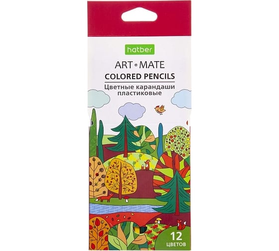 Изображение товара Цветные карандаши Hatber ECO пластиковые, 12 цв., ART-Mate 068177