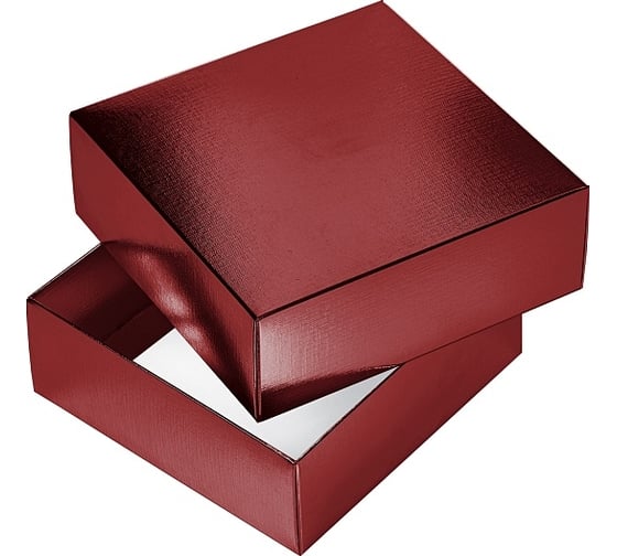 Изображение товара Сборная картонная коробка Hatber 180x180x65 мм, квадрат, METALLIC, красная 20шт. в упаковке 082230