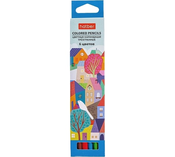 Изображение товара Цветные карандаши Hatber трехгранный корпус, 6 цв., Городок 24шт. в упаковке 067695